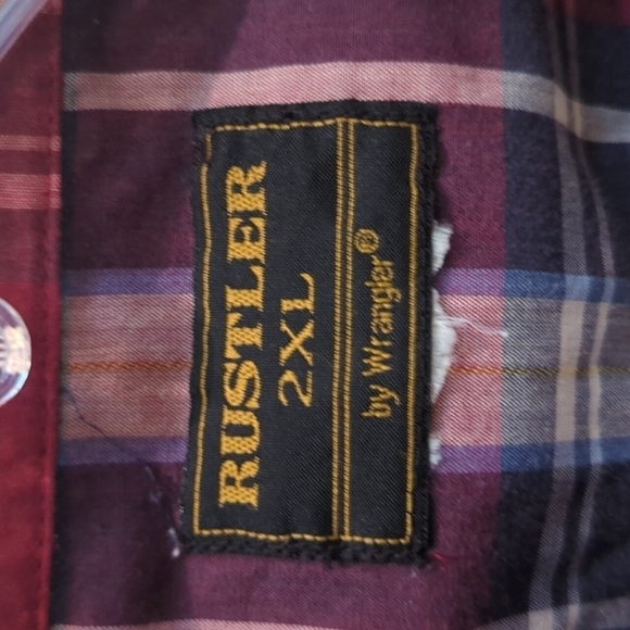 Rustler by Wrangler Men's Plaid Short Sleeve Snap Shirt Size 2XL - Picture 4 of 5